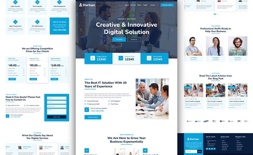 Screenshot of the demo website