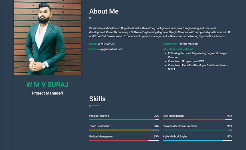 Screenshot of the demo website