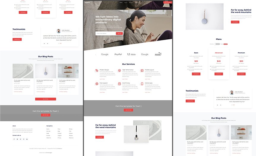 Screenshot of the demo website